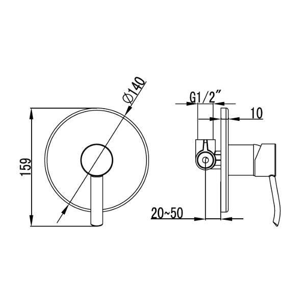 KARAG WMJ348056C Смесител за вграждане за вана и душ за баня